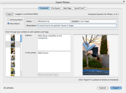 Importare foto da Iphoto a Facebook: Facebook Exporter!