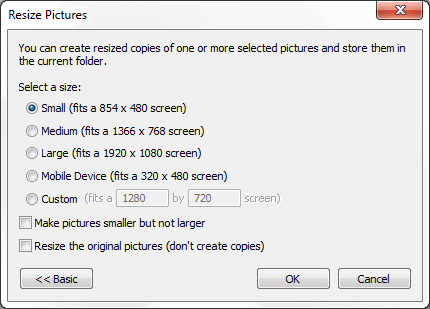 Menu Windows: ridurre immagini