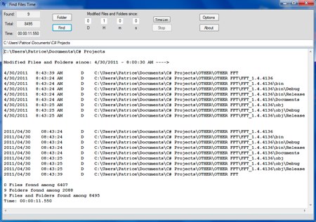 Gestione file modificati: Find Files Time