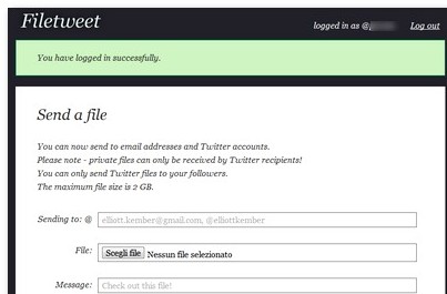 Condividere file su Twitter con FileTweet