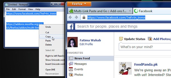 Come aprire più link copiati in contemporanea