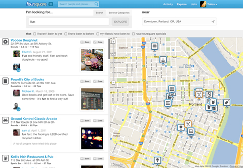 itinerario personalizzato con Foursquare