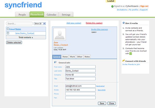 Sincronizzare contatti online