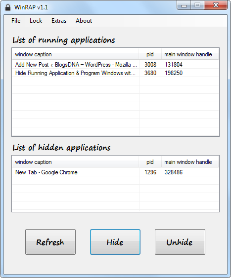 nascondere programmi con winrap
