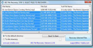 AIC File Recovery, recupero di file eliminati