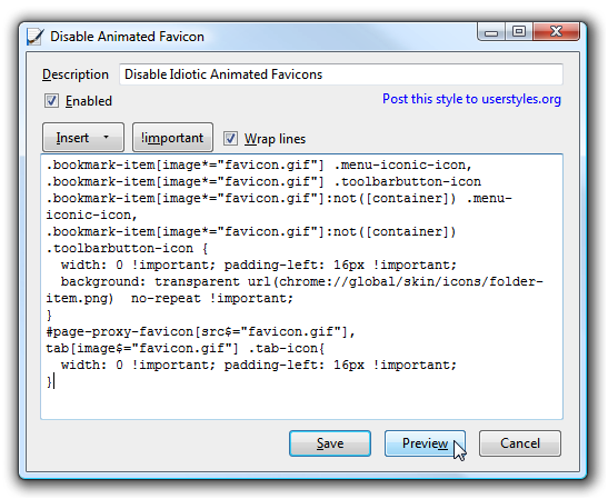 Come bloccare le favicon animate dei siti