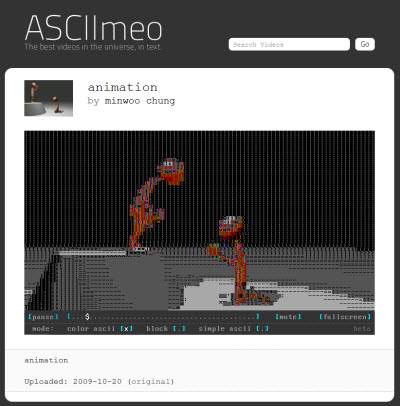 Asciimeo: Vimeo + Ascii ora si può!