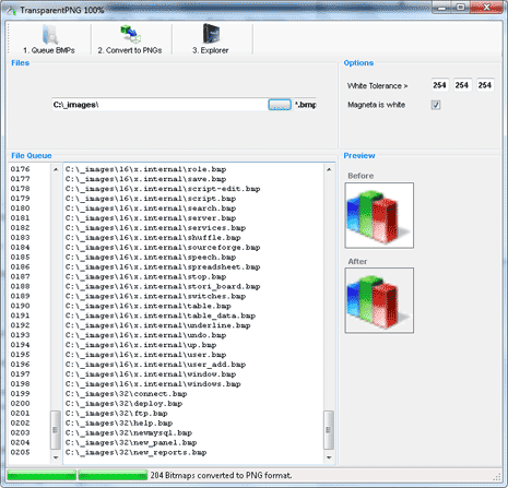 Come convertire immagini  bmp in png con trasparency