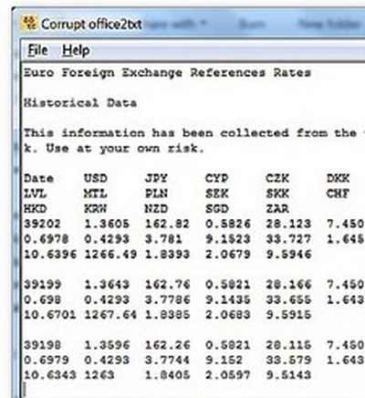 Recupero contenuto file corrotti