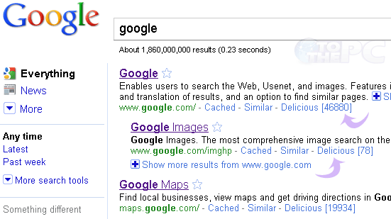 Contatori Delicious su Google Search Contatori Delicious su Google Search