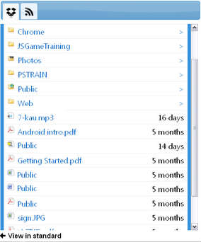 Dropbox Widget, estensione per Chrome
