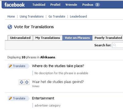 traduzioni su Facebook