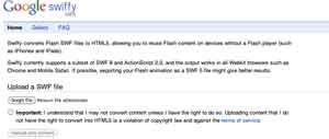 google swiffy convertire video da swf a HTML 5