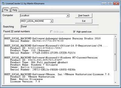 Recuperare numero seriale programmi