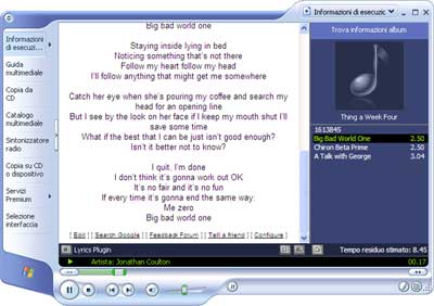 Trovare i testi delle canzoni con Lyrics Plugin