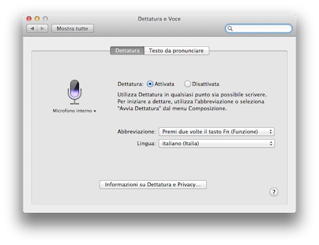 Come dettare a un Mac