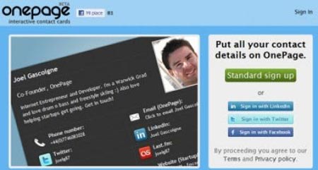 Myonepage - Creare biglietto da visita sul web Myonepage - Creare biglietto da visita sul web