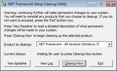 Disinstallare .Net Framework Da Windows 7