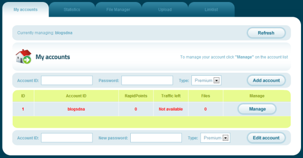Getire più account Rapidshare