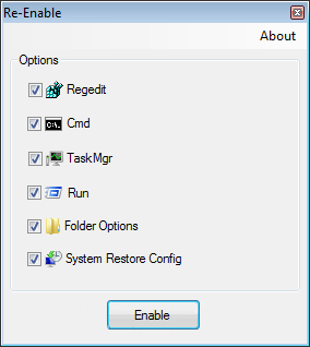 Abilitare la funzione di Regedit,Task Manager e Ripristino sistema corrotti da Virus e Spyware