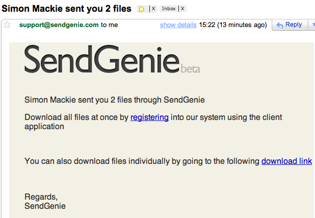 Condivisione file con SendGenie