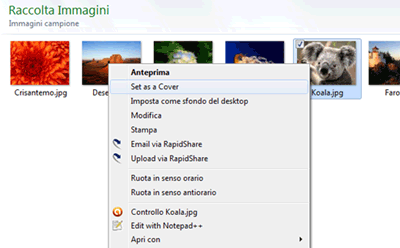 salvare immagine come sfondo cartella