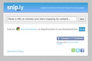 Snip.ly, evidenziare contenuto di una pagina web da condividere