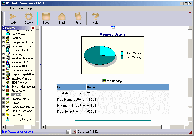 Informazioni computer con WinAudit