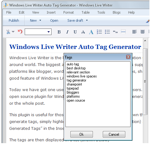 Come inserire tag automatiche con Windows Live Writer