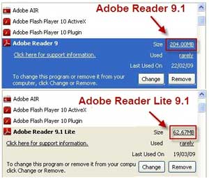 Download della versione "compressa" di Adobe Reader 9.1 